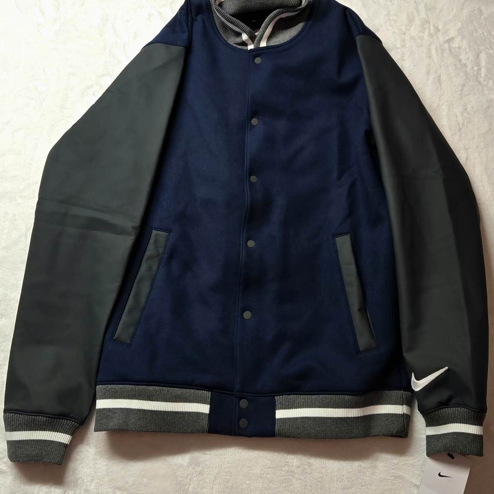 Nike Men's Navy and Charcoal Varsity Jacket